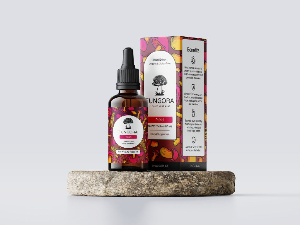 Fungora reishi bottle and box