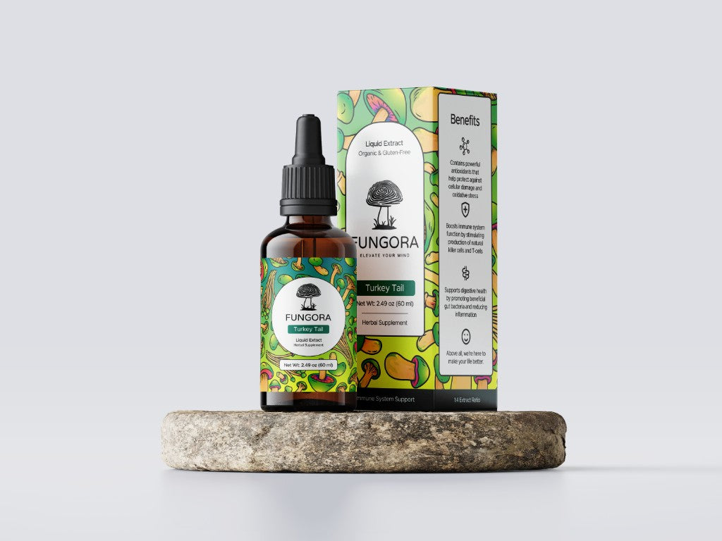 Fungora turkey-tail bottle and box